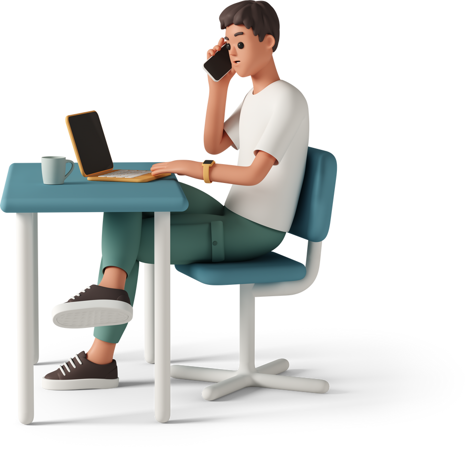 MAN WORKING IN COMPUTER ILLUSTRATION